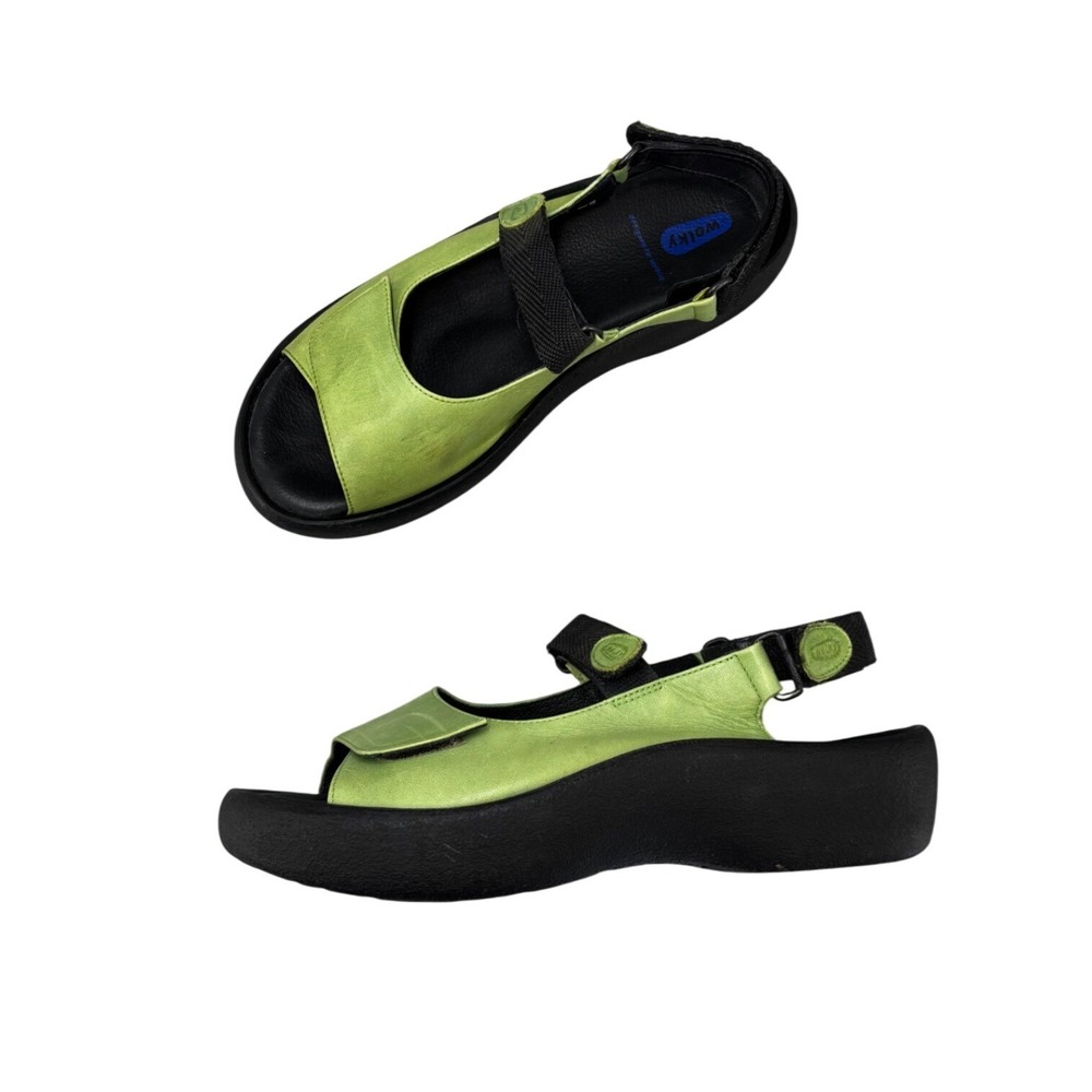 Wolky Jewel Lime Green Leather Platform Comfort Sandals Strappy Women's Size 41